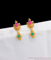 Simple Kerala MultiStone Earrings Gold Finish Stud Collections Daily Use ER2478