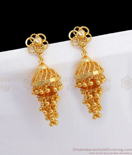 Medium Size Multi Layer Gold Jhumki One Gram Gold Earrings For