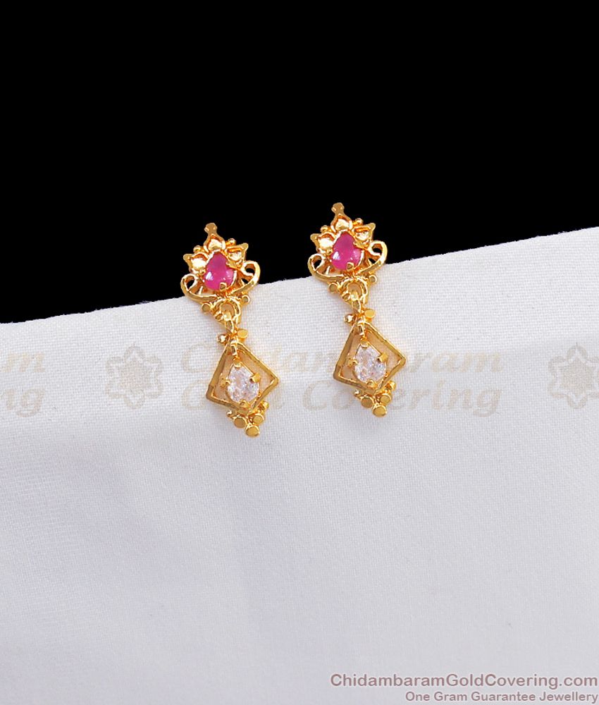 Traditional One Gram Gold Earrings Stud Collections For Daily Use ER2495