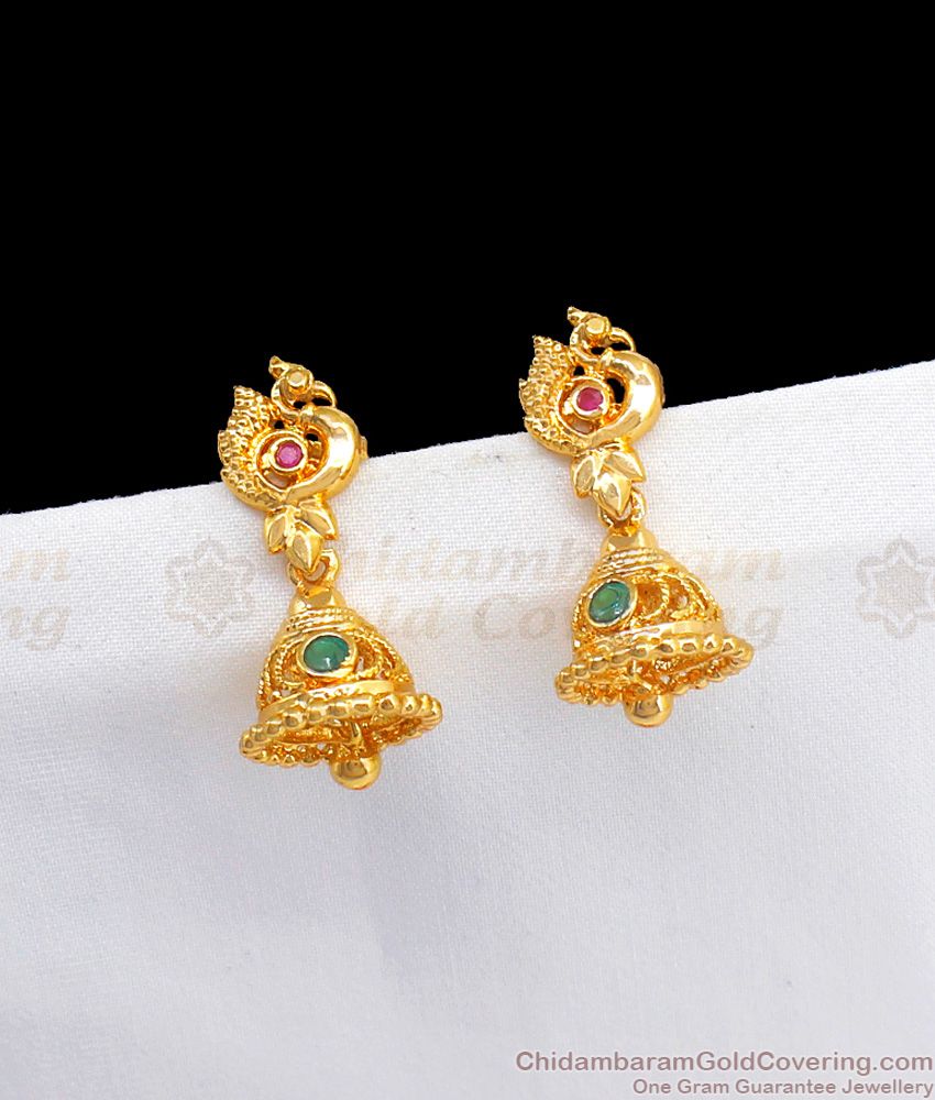  Small Peacock Design Gold Jhumki Earring Buy Online Daily Wear Collection ER2513