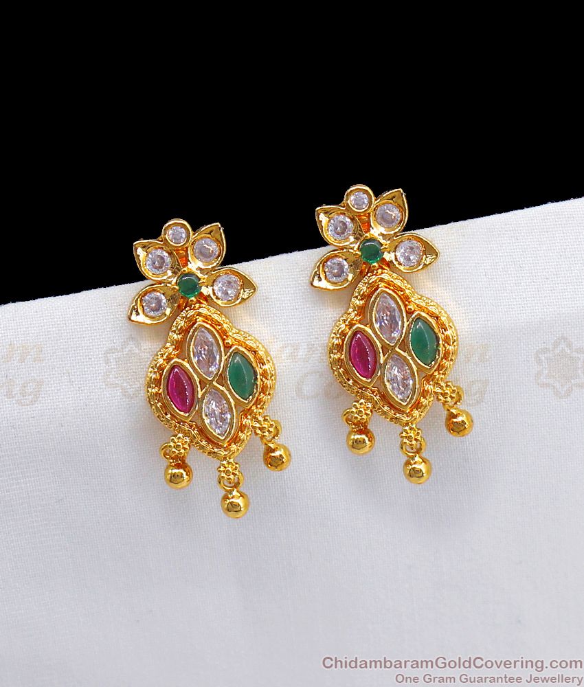 Real Polki Stone Gold Earring Dangler Design For Ladies ER2523