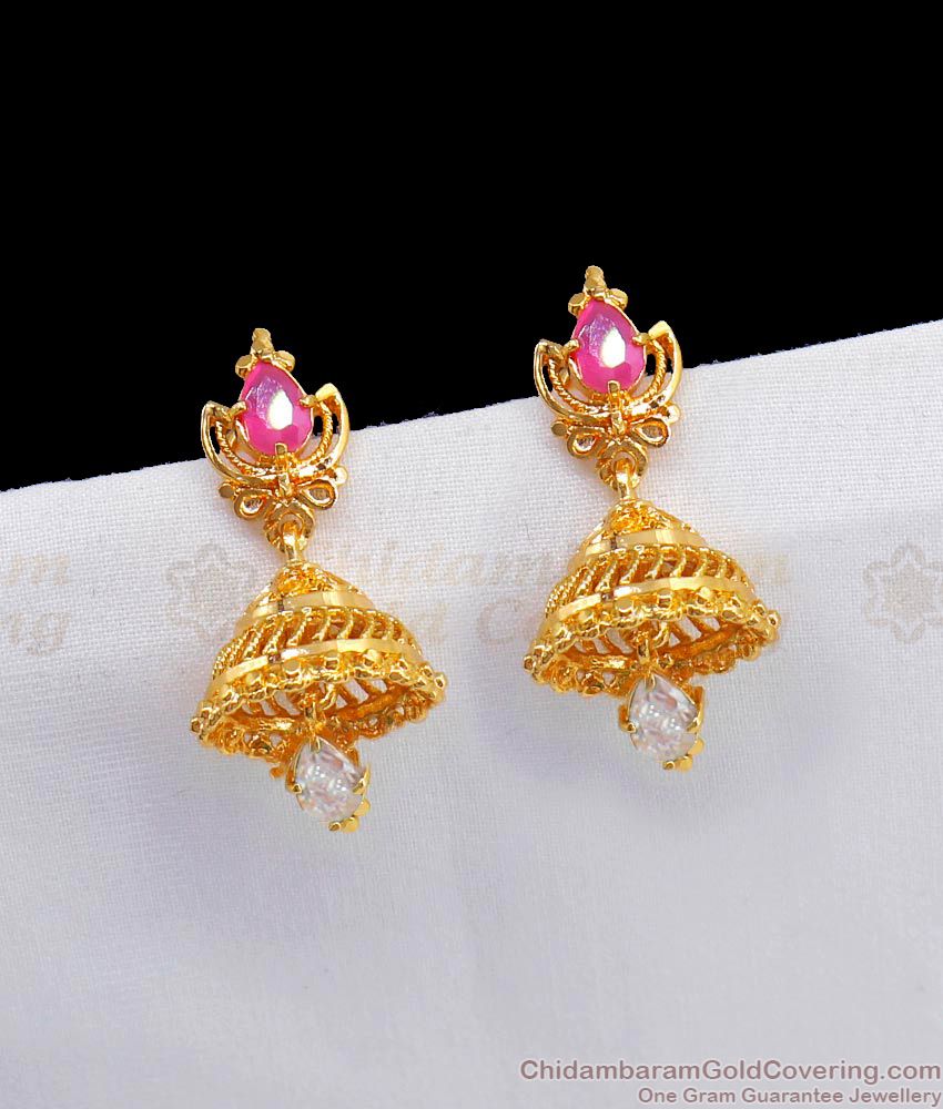 White Stone Jhumka Earrings for Women & Girls - TrishaStore.com