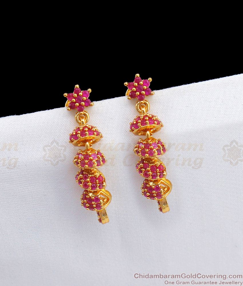 Multi Layer Gold Jhumkas With Ruby Stone Earring ER2528
