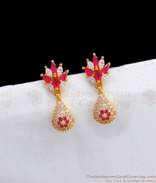 Stunning AD White And Pink Stone Gold Earring Dangler For Ladies ER2529 Stunning AD White And Pink Stone Gold Earring Dangler For Ladies ER2529