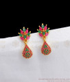 Green And Pink AD Stone Gold Earring Dangler Design ER2530