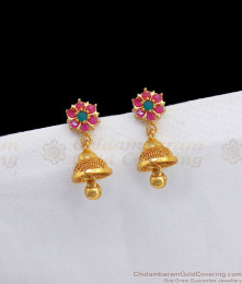 Attractive Gold Jhumkas With AD Stone Stud Collections ER2533 Attractive Gold Jhumkas With AD Stone Stud Collections ER2533