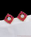 Big Diamond Shape Ruby Gold Stud For Party Wear Collection ER2537