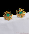 Beautiful Emerald Flower Design Gold Stud For Party Wear Collection ER2539