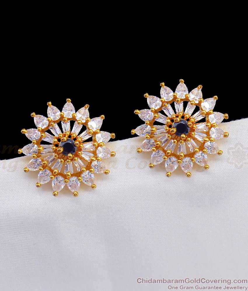 Big Flower Design Diamond Earring Stud For Party Wear Collection ER2541