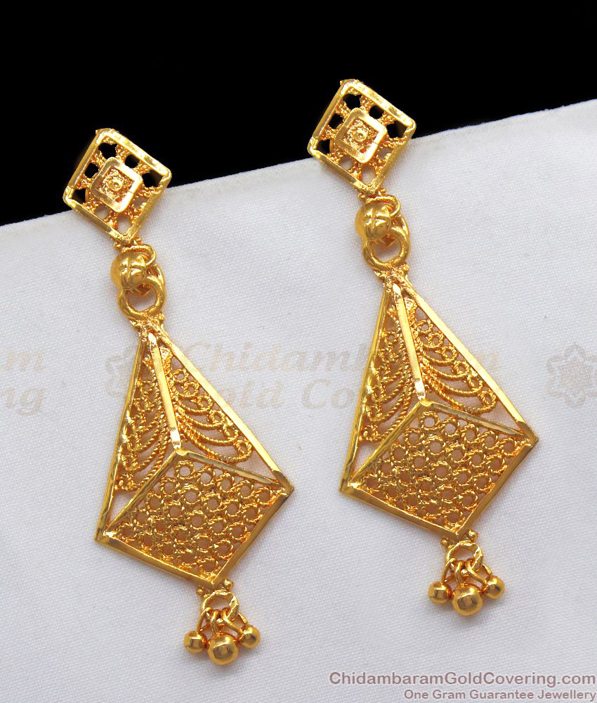 Latest One Gram Gold Earring From Chidambaram Gold Covering ER2550