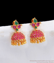 Latest Multi Stone Gold Jhumki For Function Wear ER2556