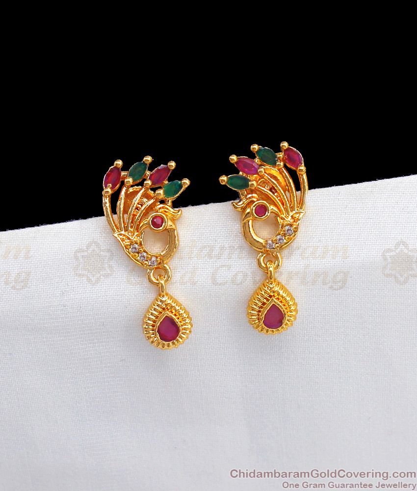 Cute Peacock Gold Stud Design Gold Plated Jewelry ER2558