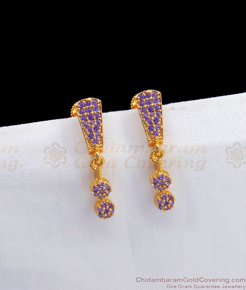 Two Step AD Violet Stone Gold Earring Gold Plated Jewelry ER2560