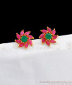 Flower Design Ruby Emerald Stone Gold Stud Collection ER2563