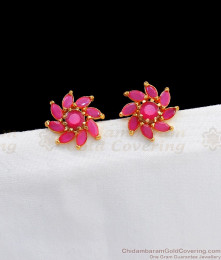 Beautiful Flower Design Ruby Stone Gold Stud Collection ER2564 Beautiful Flower Design Ruby Stone Gold Stud Collection ER2564