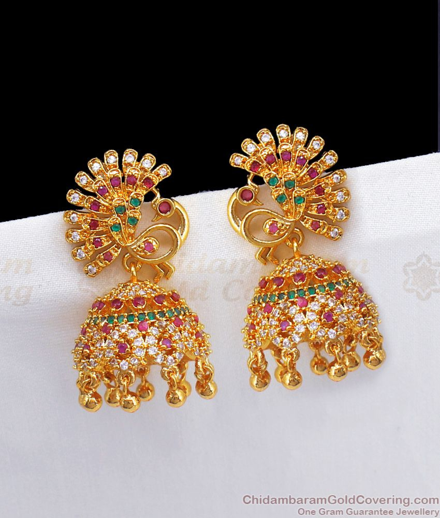 Gold peacock earrings designs Clearance