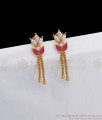 CZ Ruby White Stone Hanging Drops Gold Earrings ER2597