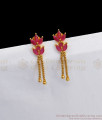 Full Ruby CZ Stone Dangler Gold Earrings Collections ER2598