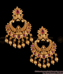 Temple Jewelry Lakshmi Design Antique Earrings Collections ER2610 Temple Jewelry Lakshmi Design Antique Earrings Collections ER2610