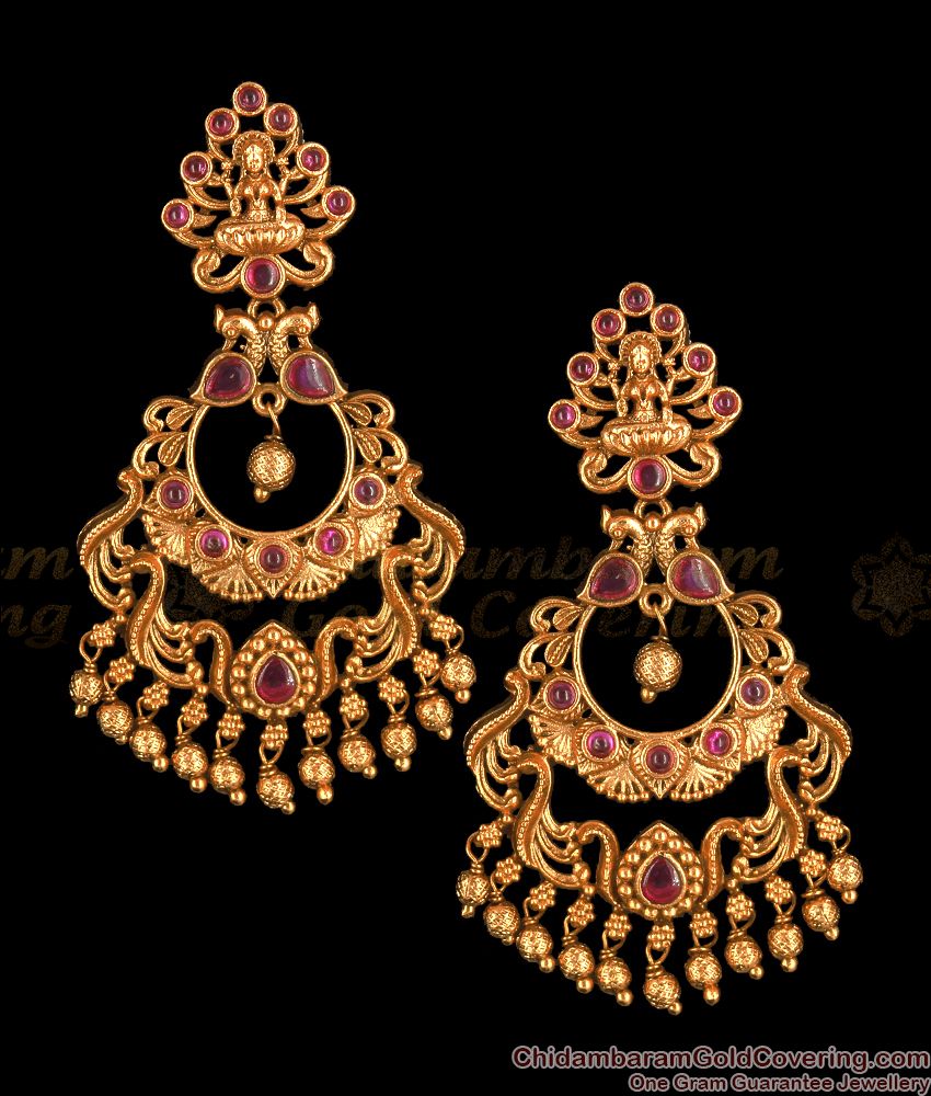 Temple Jewellery Lakshmi Antique Gold Plated Traditional Designs ER2616