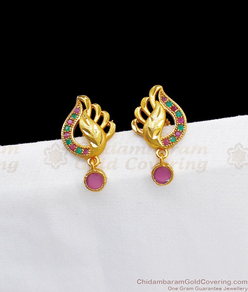 AD Stone Cute Stud Forming Gold Earrings For College Wear ER2628