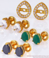 Interchangeable Three In One Multi Stone Stud Gold Earrings ER2633