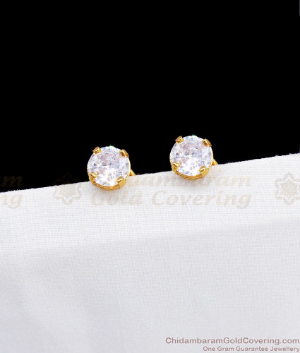 Buy One Gram Gold Emerald Stone Flower Design Single Stone Earrings