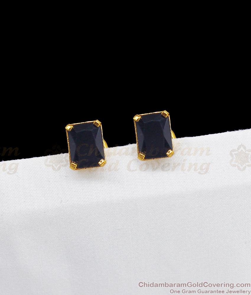 Gold Plated Black Stone Studs Earrings Designs Shop Online ER2639