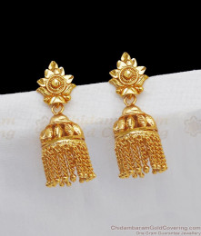 One Gram Gold Jhumiki Model Earrings For Bridal Wear ER2647 One Gram Gold Jhumiki Model Earrings For Bridal Wear ER2647