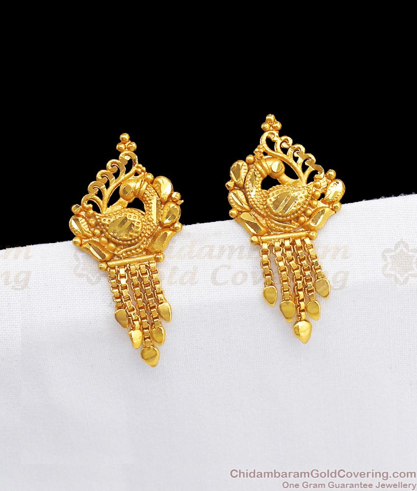 Latest Peacock Design Gold Stud Earrings Collection ER2651