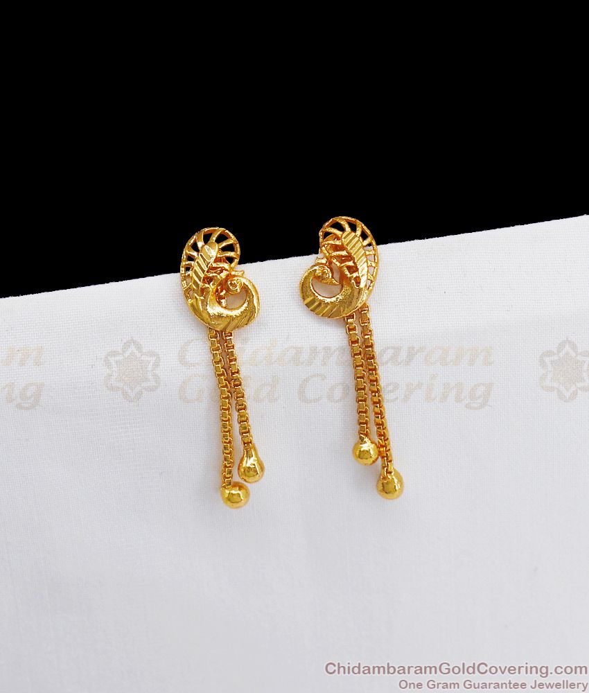 Peacock Design Gold Plated Stud Earrings For Daily Wear ER2655