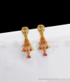 Ruby Emerald Stone Step Model Dangler Gold Earrings ER2657