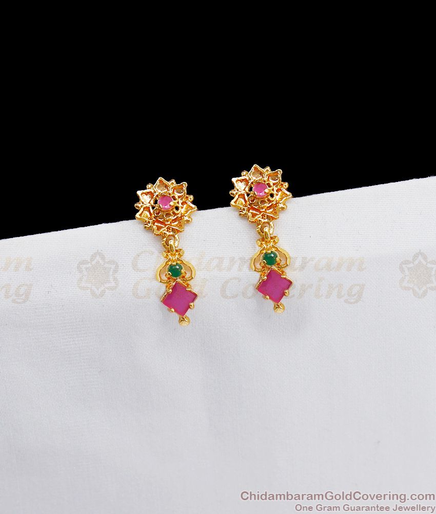 AD Emerald Ruby Stone Stud Gold Earrings Shop Online ER2659 AD Emerald Ruby Stone Stud Gold Earrings Shop Online ER2659
