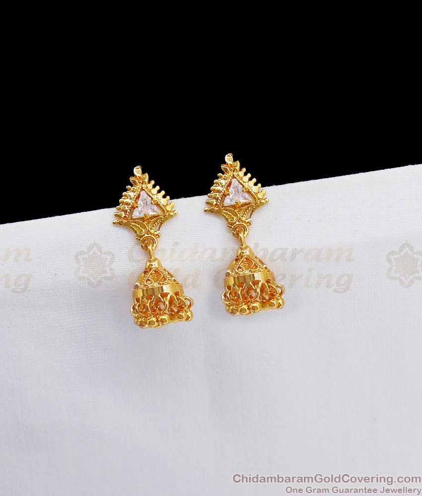 Attractive White Stone Small Jimiki Gold Earrings ER2660