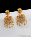 Big Dangler Gold Plated Ruby Emerald Stone Earrings ER2662