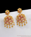 White Ruby Stone Big Dangler Gold Earrings Party Wear ER2663