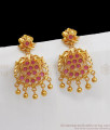 Full Ruby Stone Gold Big Dangler Earrings Online Collections ER2664