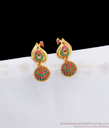 Peacock Design Ruby Emerald Stone Stud Gold Earrings ER2667 Peacock Design Ruby Emerald Stone Stud Gold Earrings ER2667