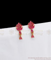 Flower Pattern Full Ruby Stone Stud Gold Earrings ER2670