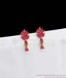 Flower Pattern Full Ruby Stone Stud Gold Earrings ER2670 Flower Pattern Full Ruby Stone Stud Gold Earrings ER2670