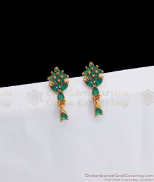 Full Emerald Stone Stud Gold Earrings Girls College Wear ER2672 Full Emerald Stone Stud Gold Earrings Girls College Wear ER2672