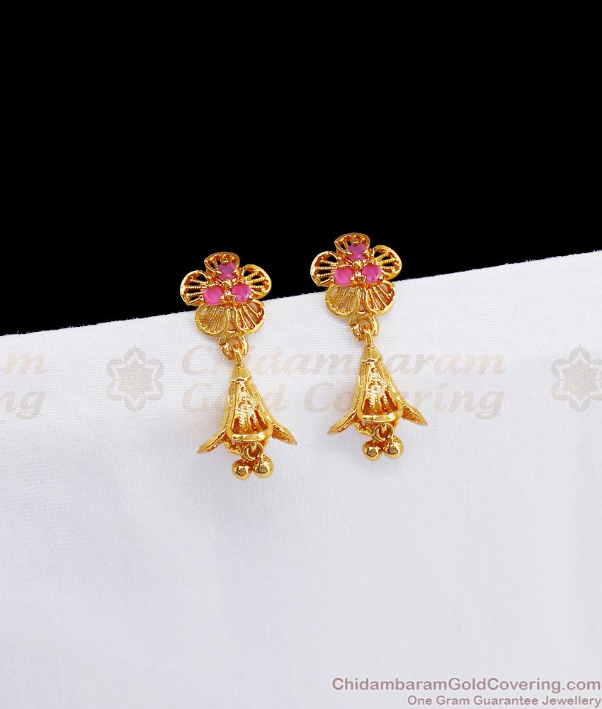 1 gram gold earrings jhumka designer pearl drop model  Swarnakshi Jewelry