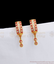 Attractive AD Ruby White Stone Stud Gold Earrings ER2675 Attractive AD Ruby White Stone Stud Gold Earrings ER2675