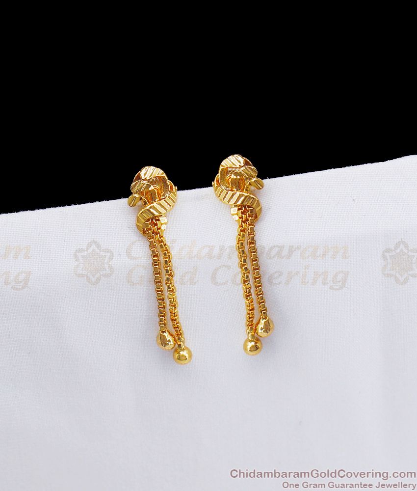 Real One Gram Gold Small Dangler Earrings Party Wear ER2677