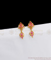 Newly Small Stud Gold Earrings With Ruby Stone Office Wear ER2678
