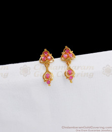 Newly Small Stud Gold Earrings With Ruby Stone Office Wear ER2678 Newly Small Stud Gold Earrings With Ruby Stone Office Wear ER2678