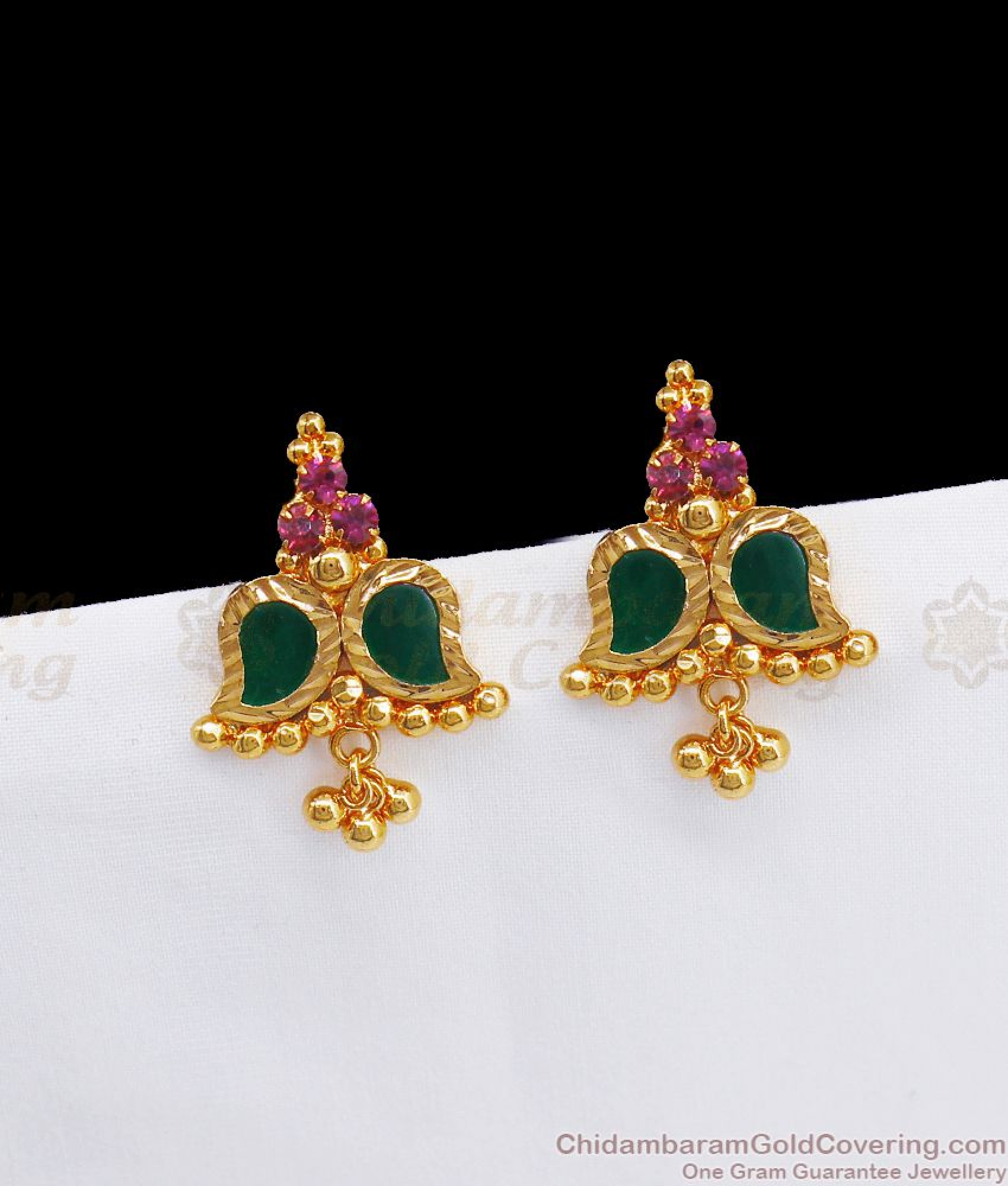 Beige - Kerala Handpainted Bamboo Stud Earrings 02