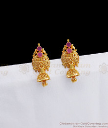 One Gram Gold Jimiki Earrings Ruby Stone Collections ER2690