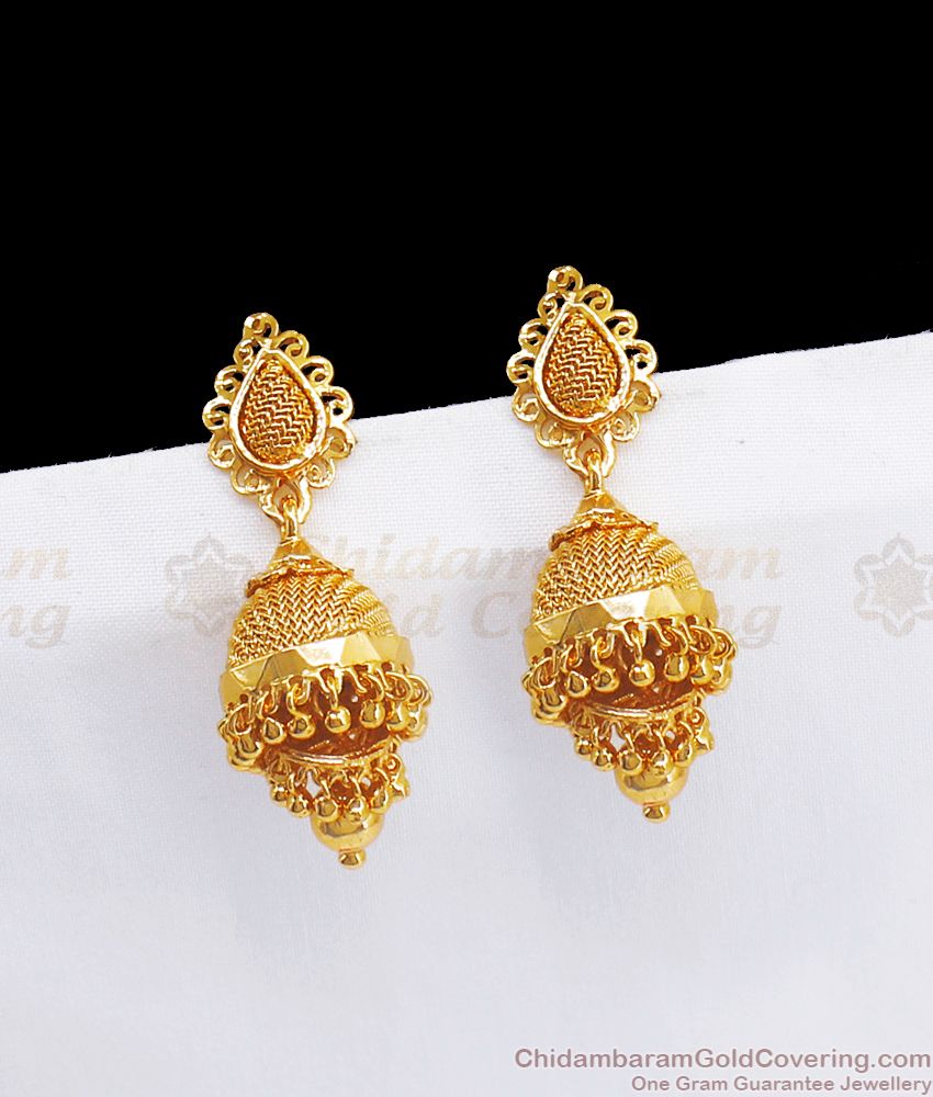 Three Layer Design Plain Gold Jimiki Earrings Office Wear ER2700