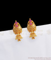 Teen Girls Fashion Small Jimiki Gold Earrings With Ruby Stone ER2707